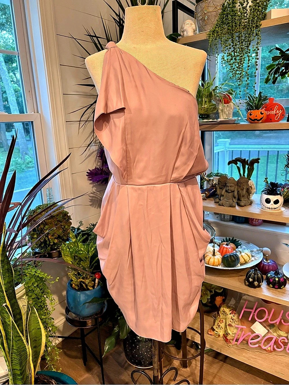 BCBG Generation One Shoulder Mini Dress in Pink Size Medium Like New